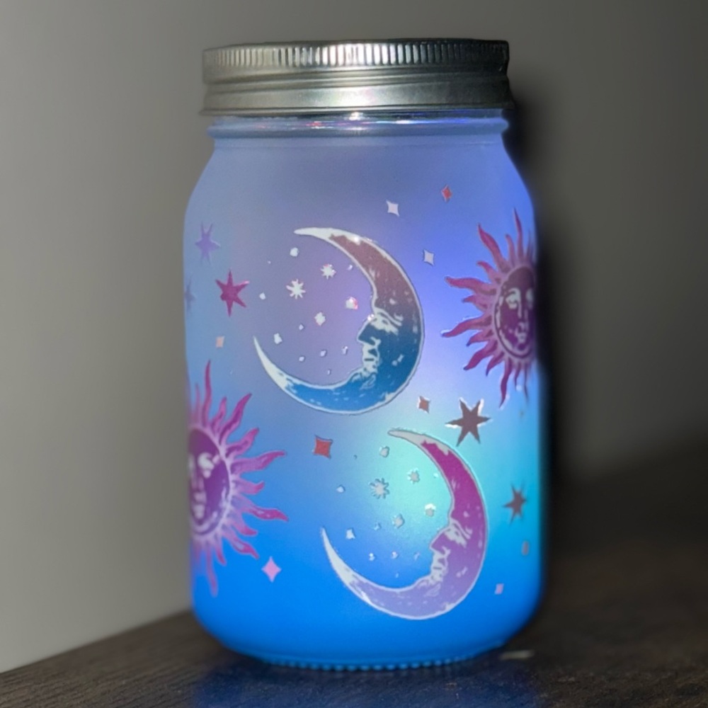 Sun and Moon Glass solar lantern with LED Light